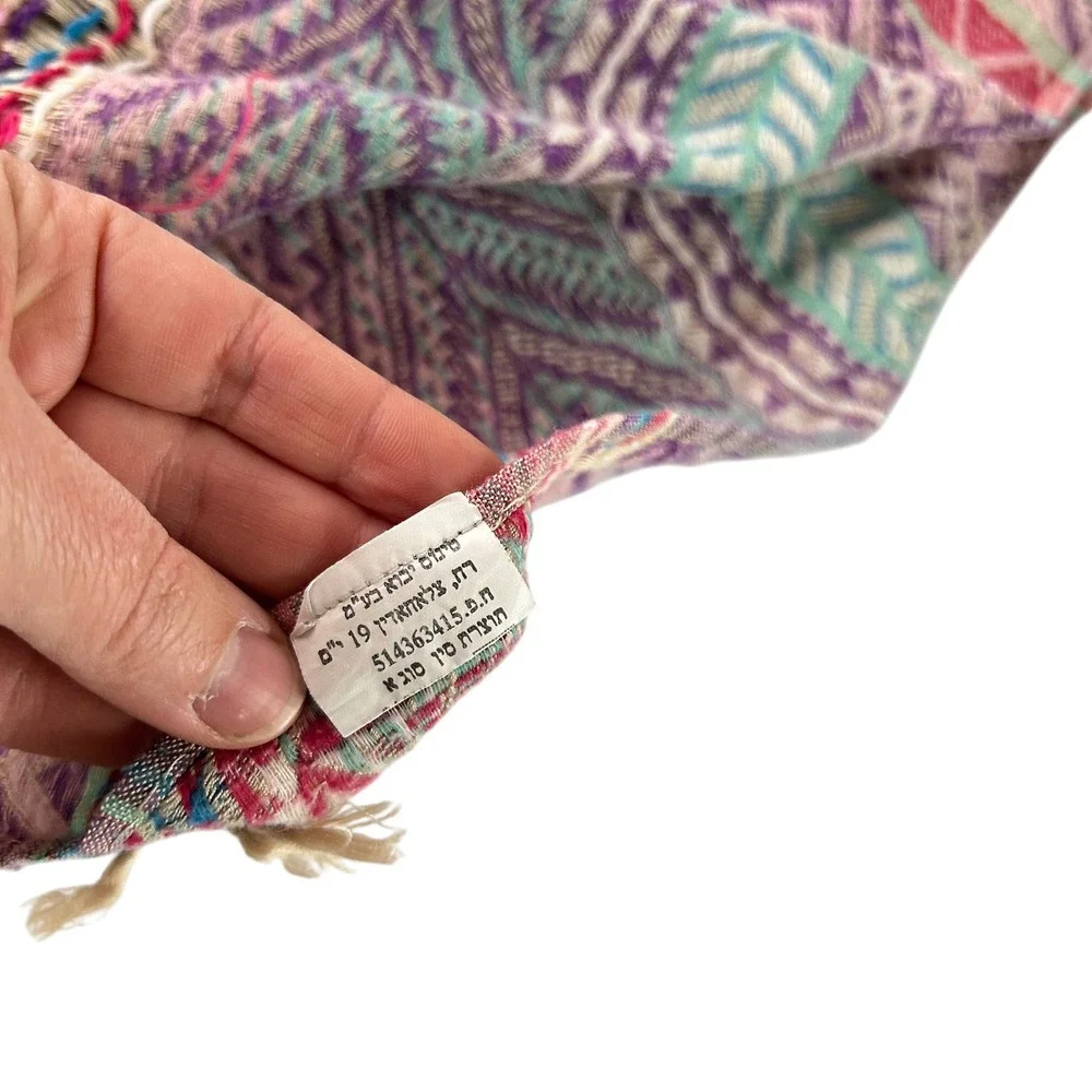 Earthy Boho Festival Fringe Scarf Wrap Shawl Multicolor Hippie Lightweight Indie